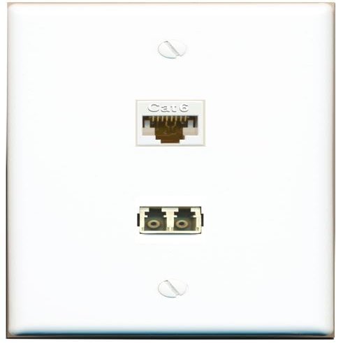 RiteAV CAT6 LC Multimode Fiber Duplex Wall Plate Flat/Solid [White]