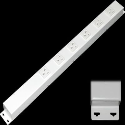 20 Hardwired Power Strip (NO Power Cord), 6 Vertical Outlets (NOT Tamper Resistant), with Ears (with mounting tabs on Both Ends), 20 Amp, White