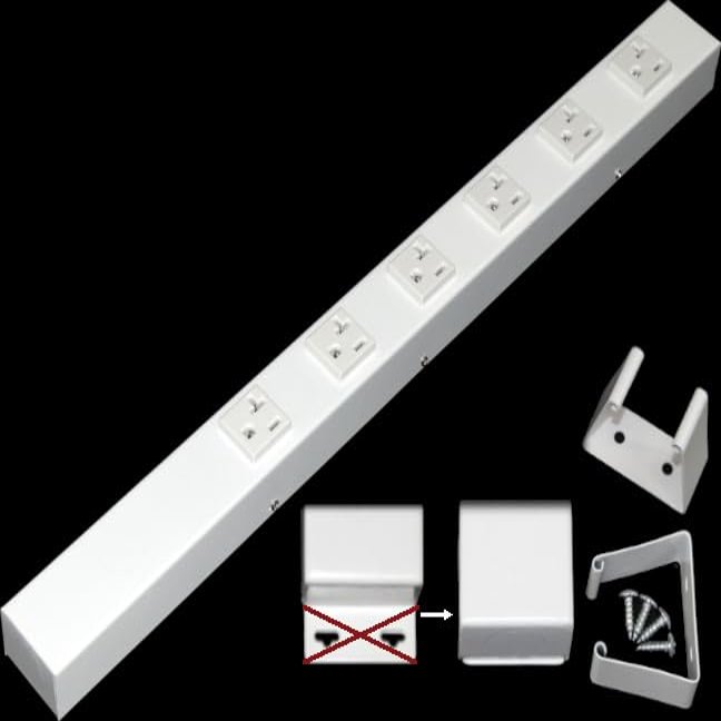 20 Hardwired Power Strip (NO Power Cord), 6 Vertical 20A Outlets (NOT Tamper Resistant), NO Ears (Without mounting tabs on Both Ends), White