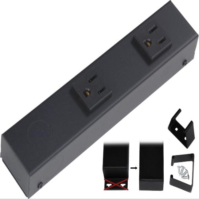 8 Hardwired Power Strip (NO Power Cord), 2 Vertical Outlets (NOT Tamper Resistant), NO Ears (Without mounting tabs on Both Ends), 15A (NOT a 20 Amp Unit), Black
