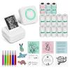 Aptika Mini Printer - Portable Sticker Maker with 14 Rolls Sticky Thermal Papers, Inkless Label Maker Machine for Study Anatomy Graphics Photos Address, Green view 1