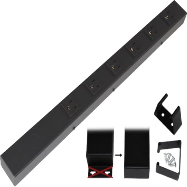 20 Hardwired Power Strip (NO Power Cord), 6 Vertical Outlets (NOT Tamper Resistant), NO Ears (Without mounting tabs on Both Ends), 15A (NOT a 20 Amp Unit), Black