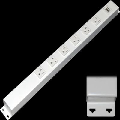 20 Hardwired Power Strip (NO Power Cord), 6 Vertical 20A Outlets (NOT Tamper Resistant), with Ears (with mounting tabs on Both Ends), USB, White