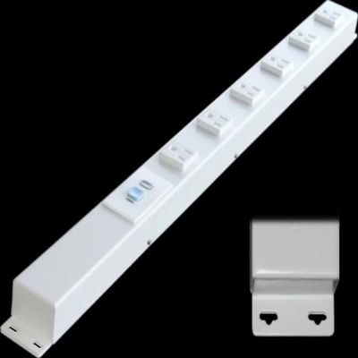 24 Hardwired Power Strip (NO Power Cord), 6 Horizontal Outlets (NOT Tamper Resistant), with Ears (with mounting tabs on Both Ends), 15A (NOT a 20 Amp Unit), White