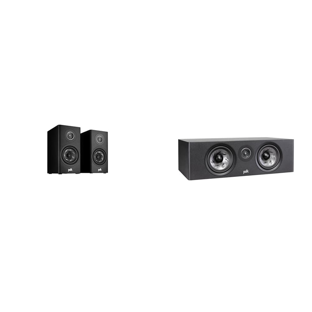 Polk Reserve R100 Bookshelf Speaker, R400 Center Channel Loudspeaker, and 2 More Home Audio Speakers