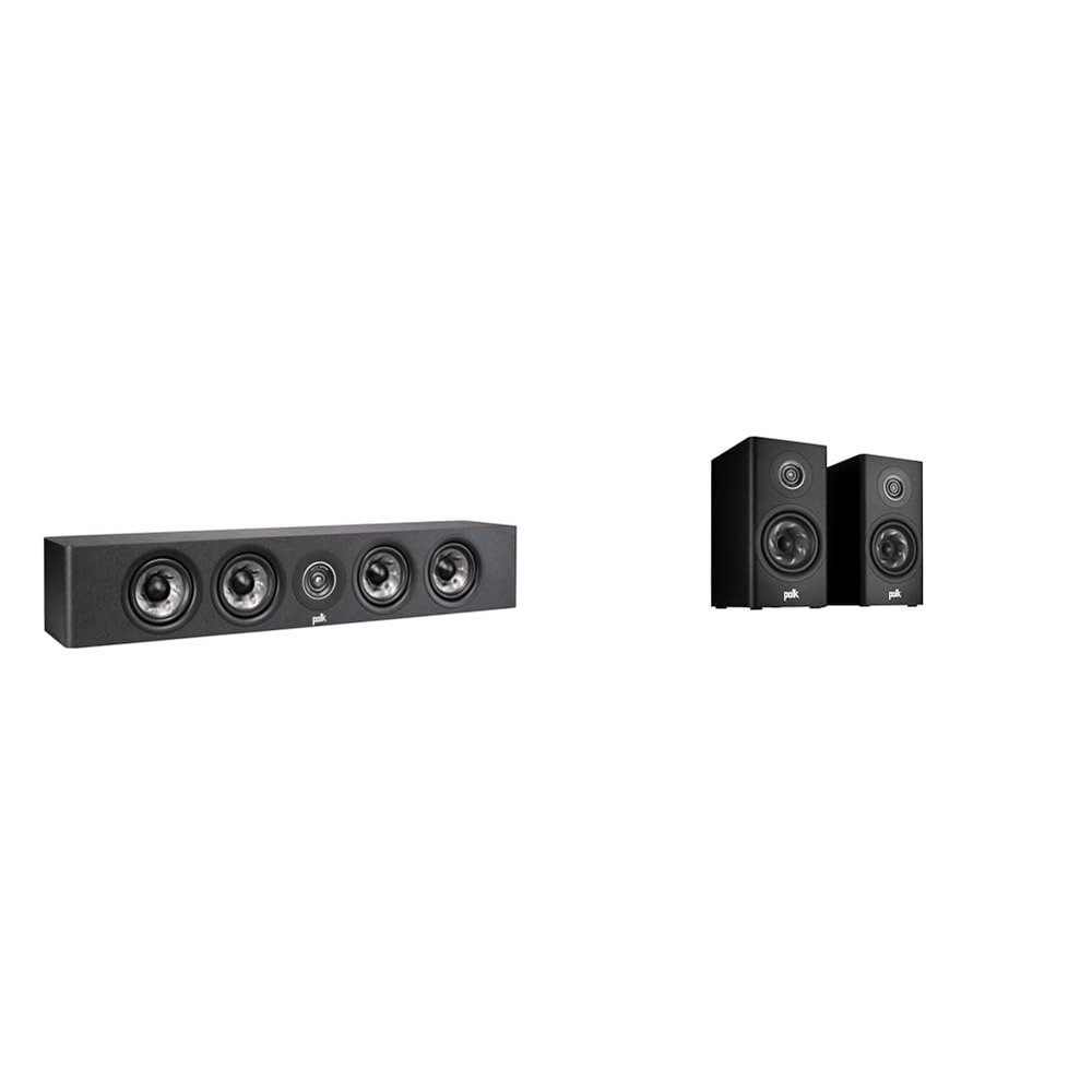 Polk Audio Reserve R350 Center & R100 Bookshelf Speakers with 1" Tweeters & Multiple Woofers for Home Theater Systems