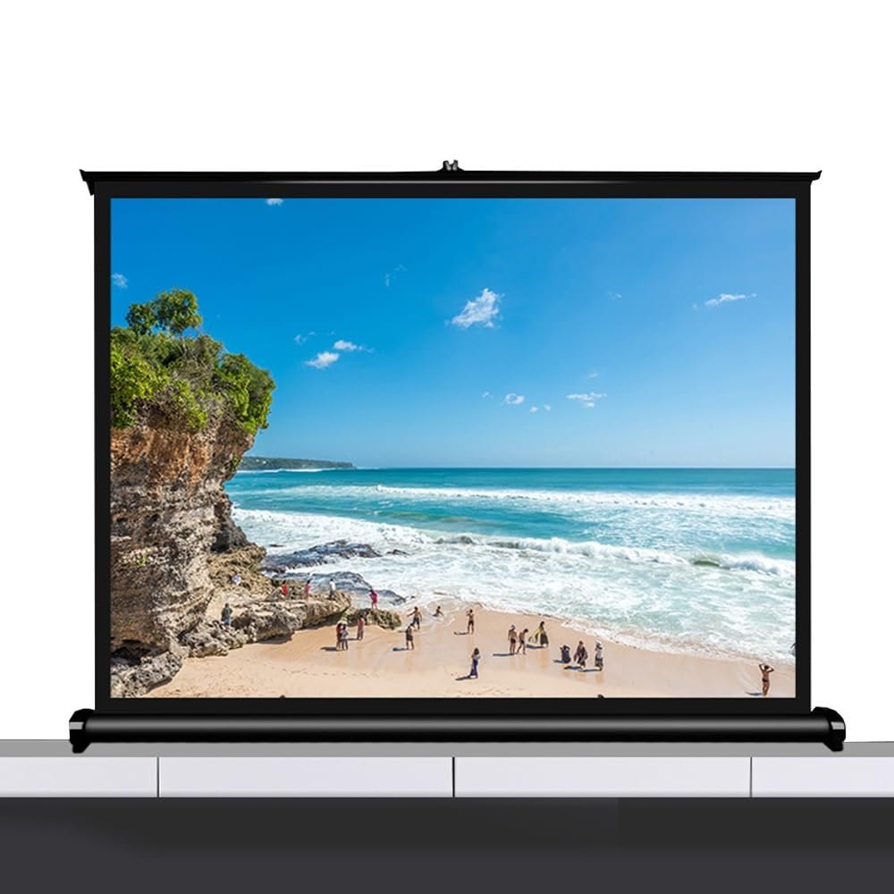 FUREMA 30" 50" Tabletop Projection Screen, Manual Pull Up Projector Screen, Foldable/Portable, 16:9 HD Floor Standing Movie Screen, School Office Meeting Use (Size : 30inch-16:9)