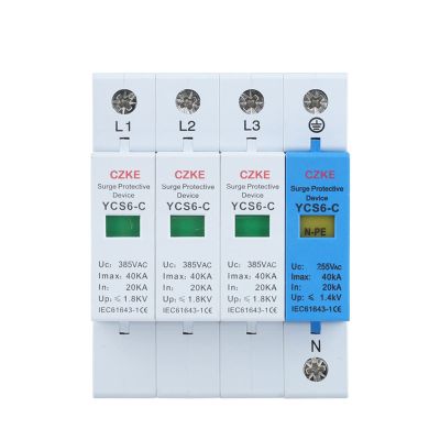ZUC YCS6-C 3P+NPE AC 20KA-40KA 385V SPD House Surge Protector Protection Protective Low-Voltage Arrester Device