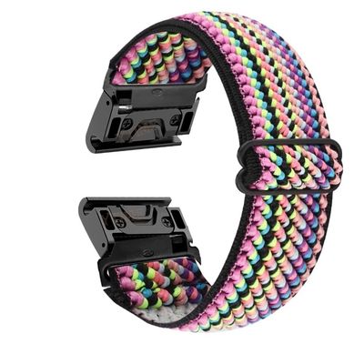 RORFFK 26mm Loop Nylon Quick Easy Fit Wrist Strap For Garmin Enduro/TACTIX DELTA Watch Band For Garmin Descent MK1 MK2i MK2 Wristband (Color : Color stripe, Size : L)