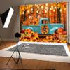 20x10ft Fall Truck Backdrop Autumn Thanksgiving Pumpkin Harvest Maple Leaves Forest Sunflower Decorations Background Hay Maple Leaves Baby Shower Banner Supplies Photo Booth Prop view 3
