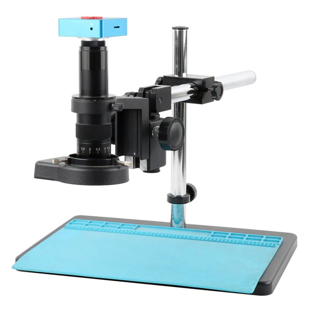 Microscope Kit Video Microscope Camera 55MP 4K 2K HDMI USB 130X 180X 300X Zoom Boom Stand Multi Axis Digital Electronic Lab Industrial Video Microscope Camera Set Microscope Lens Adapters ( Color : C
