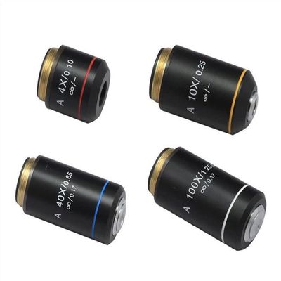 JOEBO Microscope Kit 4X 10X 40X 100X Infinity Biological Microscope Achromatic Objective Lens for Biomicroscope UIS2 Infinity Optical System Microscope Lens Adapters