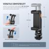 Neewer Basic Phone Tripod Mount Holder with 1/4" Thread & Cold Shoe, 2.36"-3.54"/6-9cm 360 Rotatable Camera Mount Cellphone Clamp for iPhone 15 14 13 12 11 Pro Max X XR Samsung S24 Ultra, SP-10 view 2
