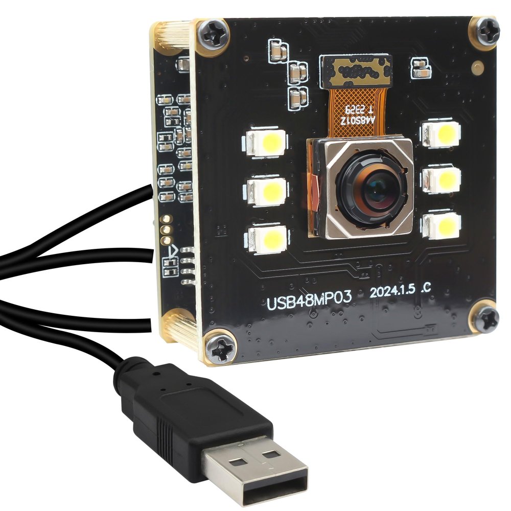 MMlove 48MP USB Camera Module 4K 30FPS Color Night Vision High Speed Autofocus Webcam Lightburn Camera 70 Viewing Angle Industrial Security Webcam for Face Recognition Streaming,PC/Laptop