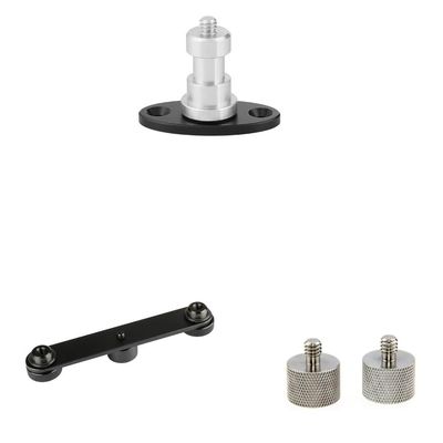 CAMVATE 1/4"-20 Thread Screw Connector + Double Microphone Mounts + 5/8"-27 Female to 1/4"-20 Male