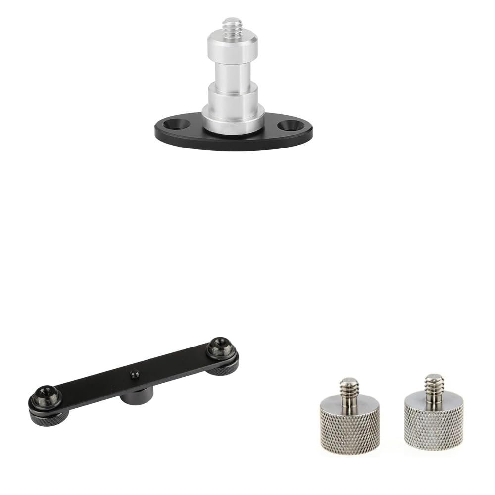 CAMVATE 1/4"-20 Thread Screw Connector + Double Microphone Mounts + 5/8"-27 Female to 1/4"-20 Male