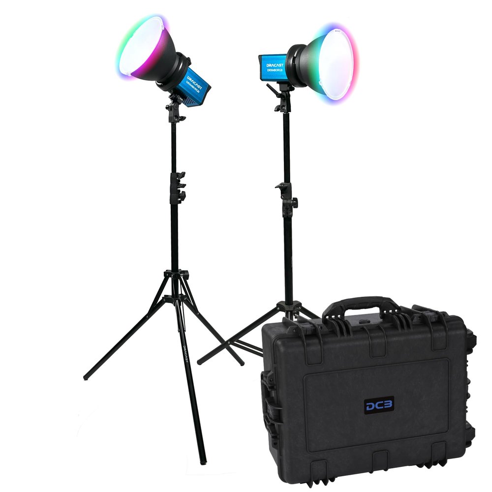 Dracast X Series M80 RGB and Bi-Color LED 2 Light Kit with Injection Molded Travel Case
