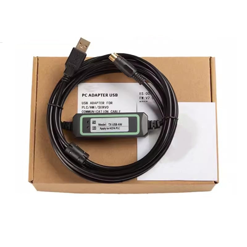 TX-USB-AW Applicable PLC Programming Debugging Cable Download Cable Communication Transmission Cable Support WIN7/XP/VISTA/WIN8/WIN10 Gold-Plated High-Speed and Stable Model FT232RL Chip 3meter
