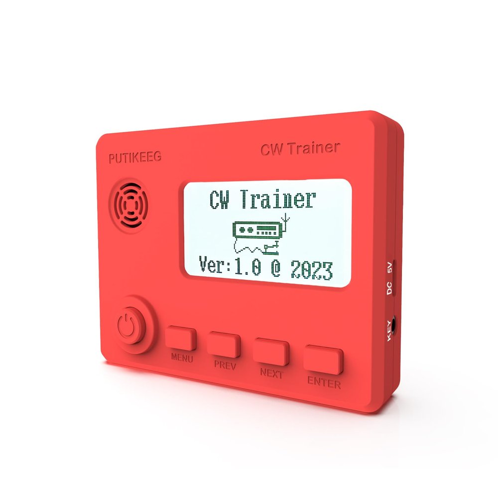 Mini CW Trainer Morse Code Trainer with Display, Moore Simo Wales Code Shortwave Radio Telegraph Key Car Key Learning CW Radio for Telegraph Practice with Charging CableRed