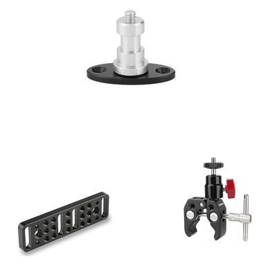 CAMVATE 1/4"-20 Thread Screw Connector + Multi-Function Mounting Plate + Super Clamp