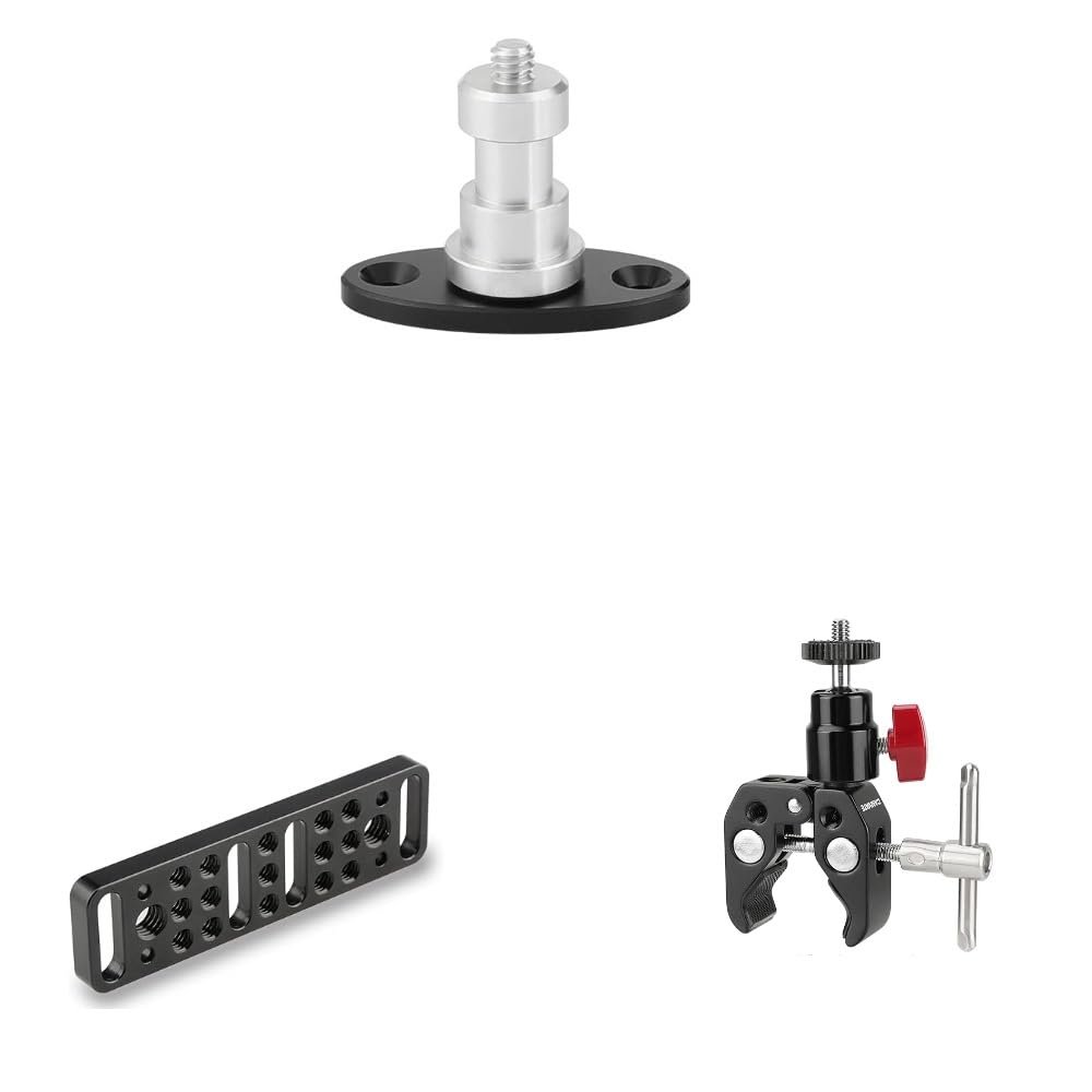 CAMVATE 1/4"-20 Thread Screw Connector + Multi-Function Mounting Plate + Super Clamp
