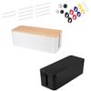 Cable Management Box - White Wooden Style Large Cord Organizer Box to Hide Wires & Black Large Cable Organizer Box view 1