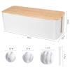 Cable Management Box - White Wooden Style Large Cord Organizer Box to Hide Wires & Black Large Cable Organizer Box view 2