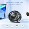TriPole Desk Fan 2 Pack Black USB Powered Small Portable Fan, 3 Speeds Adjustable Strong Breeze Mini Personal Fan, 360 Rotation Quiet Plug In USB Fan for Desktop Bedroom Office Table Travel, 4.5in view 4