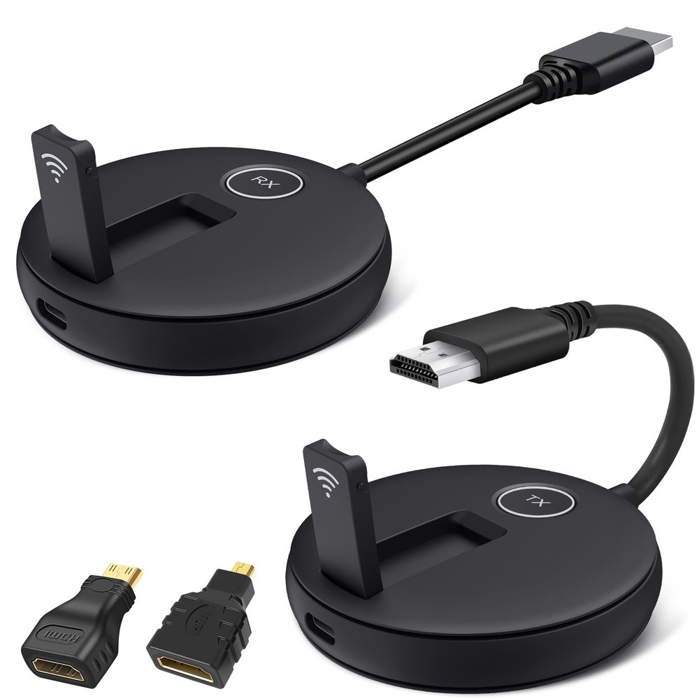 Wireless HDMI Transmitter and Receiver Kit. HDMI Wireless Extender Supports 2.4/5GHz Frequencies for Streaming of Video and Audio from Devices Such As Laptops, Cable Boxes, Cameras to Your Monitor/TV