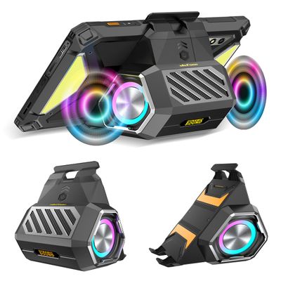 Ulefone Sound KIT for Armor Pad 3 Series, 2-in-1 Sound and Stand, 9W Power 114dB, Dual Colorful LED Lights, 8-pin Connector No Lag, Anti-Slip Pads