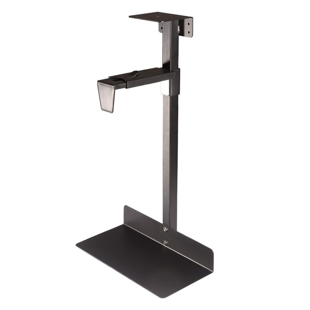 FESWERT Pc Tower Stand, Adjustable Height and Width Wall-Mountable Holds UP to 30kg,CPU Holder That Fits Most PC Or Computer Cases,360 Swivel,White,Black (Color : Black, Size : 58cm)