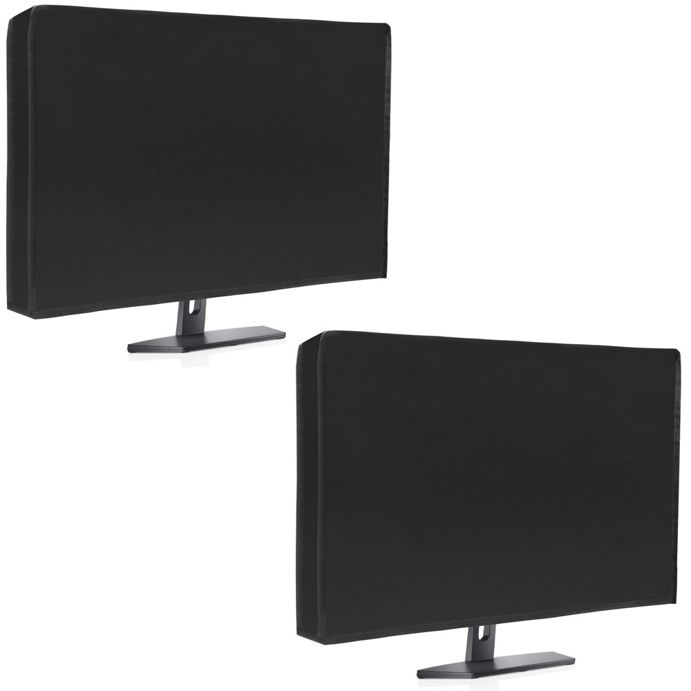 2Pack Waterproof Computer Monitor Dust Cover, Luxiv Black Full Body Cover for Computer Screen Protective Sleeve for Desktops Anti-Static LCD-Silky HD Panel Dust Sleeve