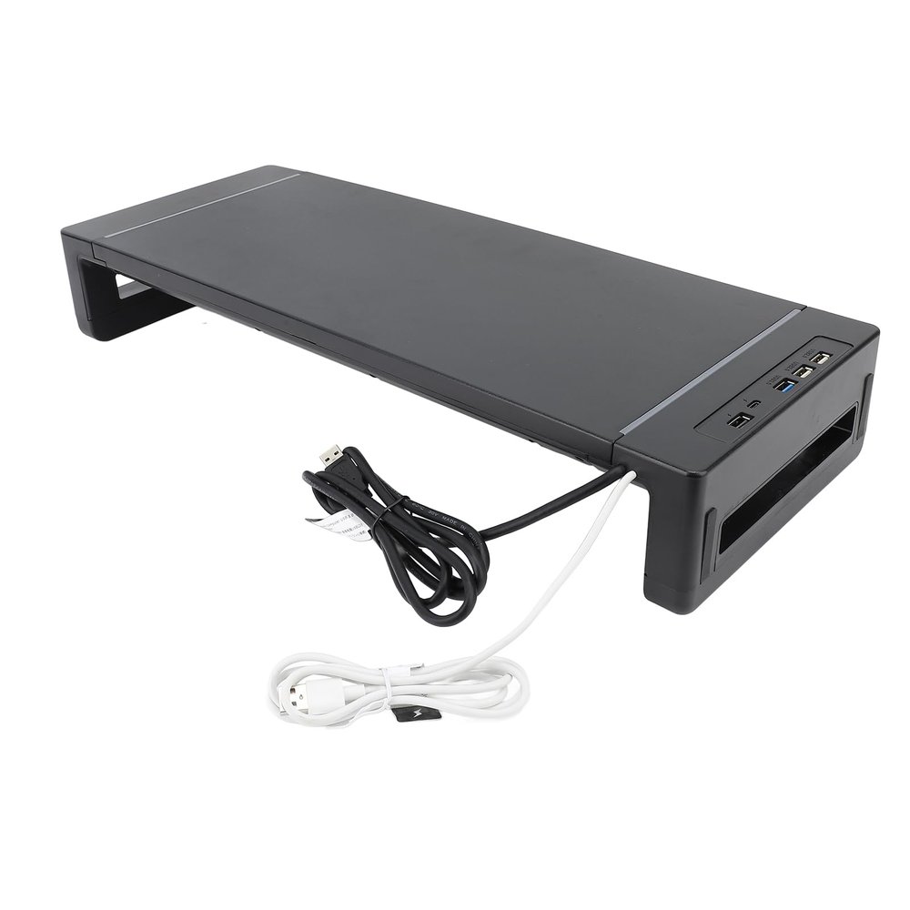 Miskall Monitor Stand Riser, Desktop Monitor Stand Riser with 8 in 1 Docking Station Phone Holder Drawer 25KG Bearing for Computer, Desktop, Laptop (Black)