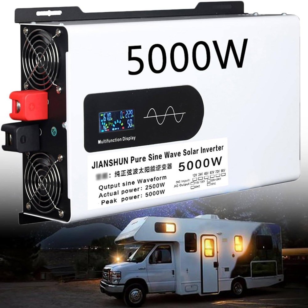 5000/6000/8000/10000/12000w Pure Sine Wave Power Inverter Car Adapter Dc 12/24/48/60 to Ac 110v/220v with Ac Outlets Dual Cooling Fans,5000w-12Vto110V