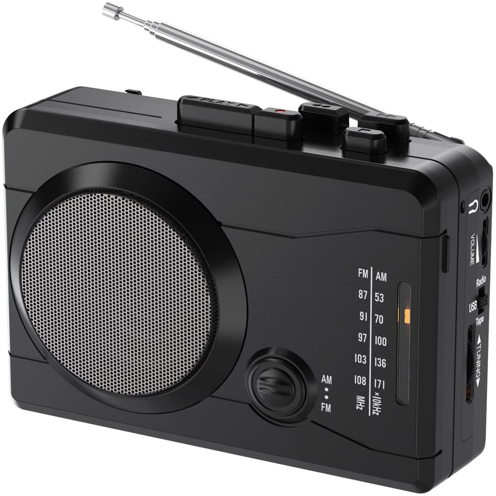 Cassette Player Recorder, Portable Retro Tape Player Audio Recording, AM/FM Radio, Tape to MP3 Converter, Built-in External Speaker,Suitable for Leisure Sports,Entertainment,Everyday Recording(Black)