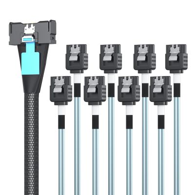 10Gtek MCIO to SATA Cable, MCIO 8X SFF-TA-1016 to 8xSATA, Mini Cool Edge IO Host/RAID to SATA Target HD, 0.5m(1.6ft)