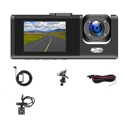 Car Video Recorder 3 in 1 1080p 3 Cameras Car Dvr Dash Cam Rear View Camera 2 Inch Screen Car Recorder Registrar Black Box(Color:24-Hour Monitoring,Size:32G)