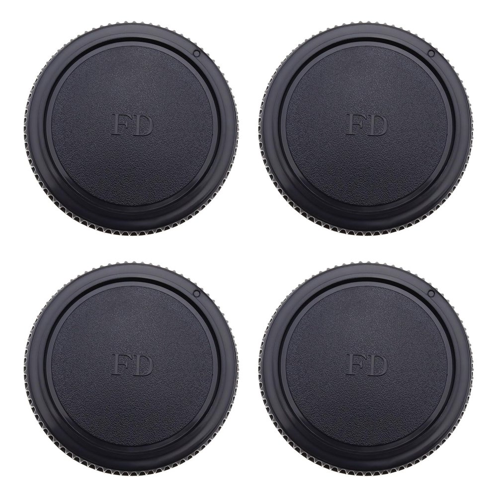 eMagTech 4Pcs Camera Front Body Cap Protected Against Dust and Damage Compatible with Vintage Canon FD A-1 AE-1 AV-1 at-1 Compatible with FD-EOS Black