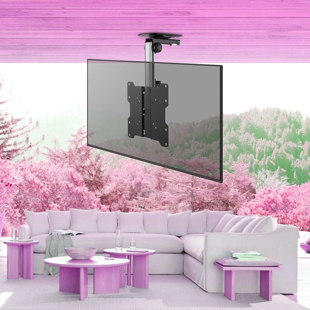 THEGA Ceiling TV Mount Stand - Tv Wall Mount, Flip Down Height Adjustable Pitched Roof TV Mount, Fits Screens 13"" to 37"", Weight Capacity of Up to 20 Kg/44 Pounds, Easy to Install