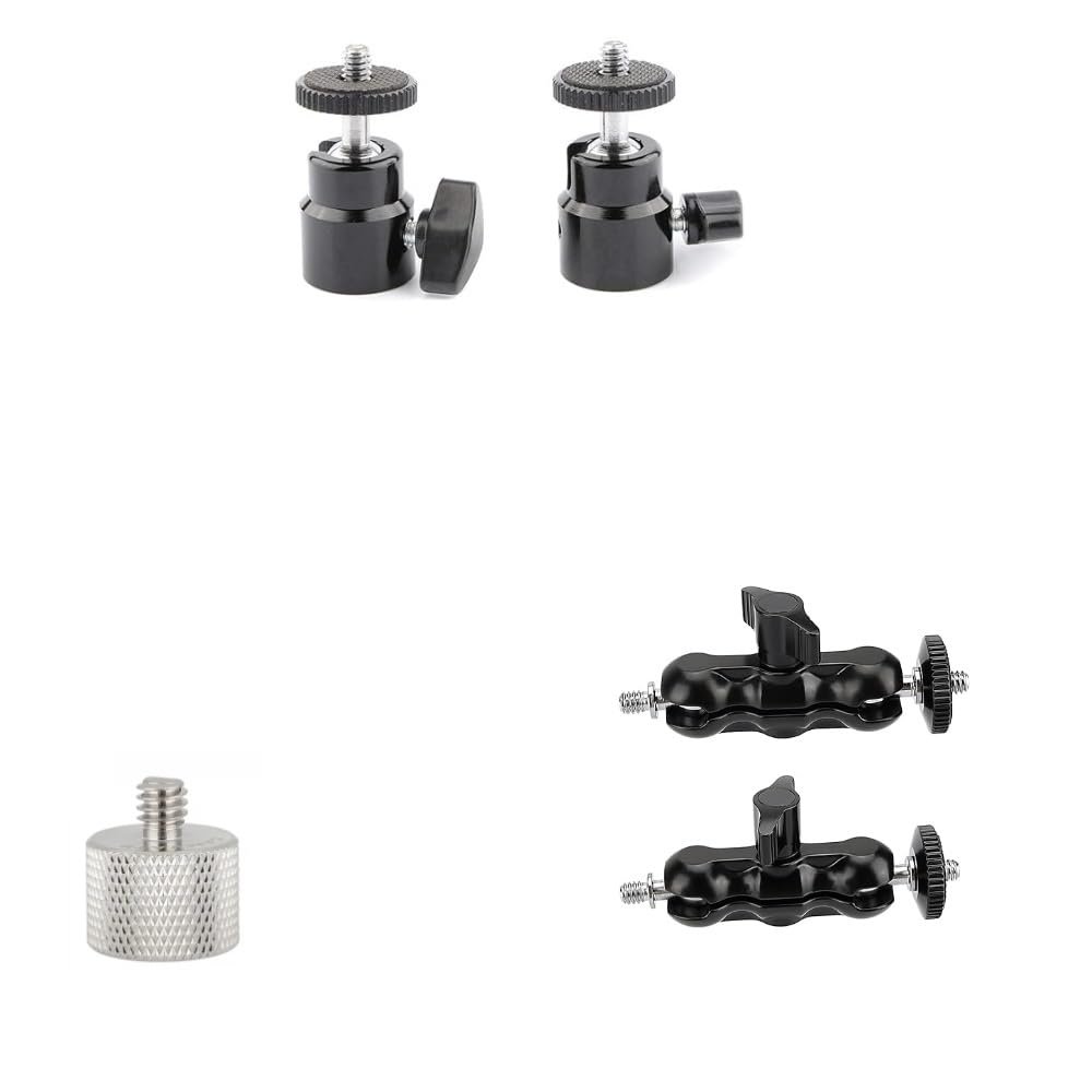 CAMVATE 360 Degree Swivel 1/4"-20 Mini Ball Head + Universal Magic Arm + 1/4"-20 Male to 5/8"-27 Female