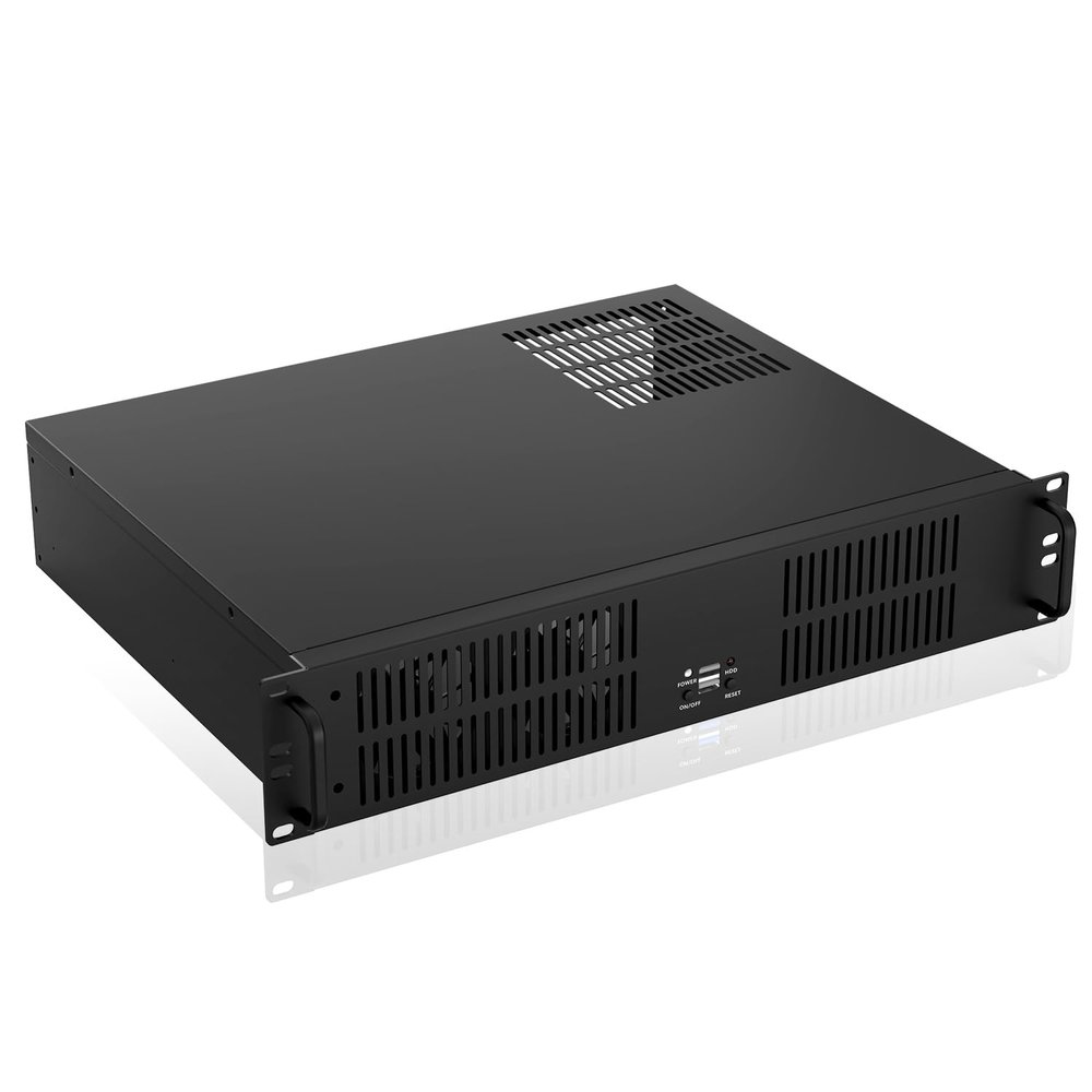 2U Micro ATX Compact Rackmount 3 x 3.5-inch HDD and 1 x 2.5-inch SSD, Chassis Support ATX PS2 PSU, USB