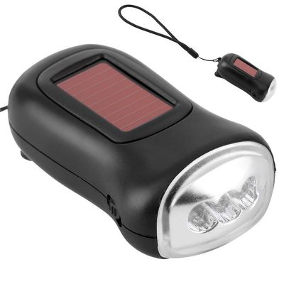 Hyuduo Dynamo Flashlight Hand Crank Solar Powered Flashlight 3.5x2in Rechargeable Flashlight LED Emergency Dynamo Torch for Outdoor Handheld Flashlights