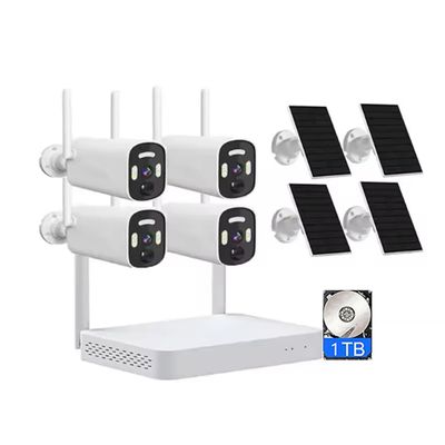 AKAVIG Outdoor 4MP Solar Power Security Camera Kit with 4 Cameras and 1T Hard Disk, 4CH Wireless WiFi Solar Surveillance NVR System with Motion Detection, Two Way Audio