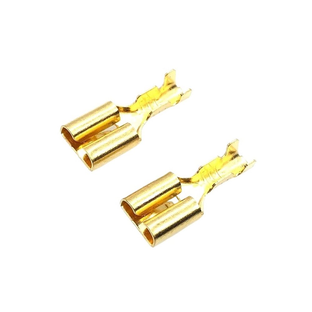 ImBros 20/50/100 Pcs Brass Tinned 6.3 MM Female Male Spade Crimp Terminal Brass Wire Connector DJ623-E6.3A DJ623-E6.3B DJ623-E6.3C H62 (Color : Female, Size : 50 pcs)