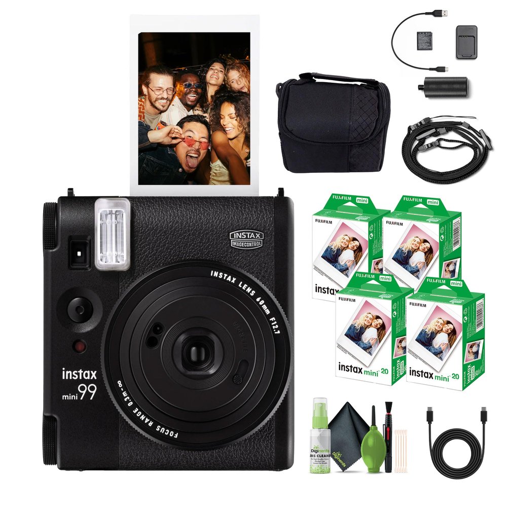 Fujifilm Instax Mini 99 Instant Film Camera Bundle with Fuji Instax Mini Instant Film Value Pack (80 Sheets) + Travel Bag + Lens Cleaning Kit, Perfect for Beginners, Experts, Kids and Adults