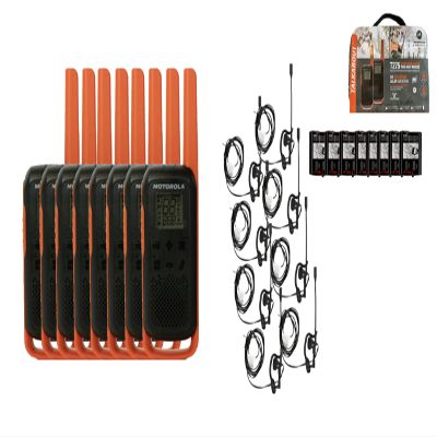 Motorola Solutions Talkabout T275, 8 Pack Walkie Talkies, Portable FRS Two Way Radios, Orange/Black 22 Channels License Free Boom Mic PTT Earpieces