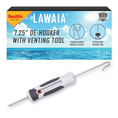 Smiths 51523 7.25in De-Hooker + Venting Tool Stainless Steel Fish Hook Remover Corrosion Resistant + Saltwater Tool Ergonomic Handle Bait Fishing Hook Extractor Fish + Tackle Accessory
