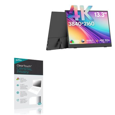 BoxWave Screen Protector Compatible with OUNSHLI Portable Monitor Touchscreen (13.3 in) - ClearTouch Crystal Privacy (2-Pack), Privacy Screen Protector Flexible Film Clear