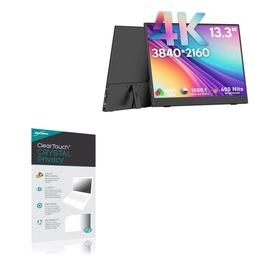BoxWave Screen Protector Compatible with OUNSHLI Portable Monitor Touchscreen (13.3 in) - ClearTouch Crystal Privacy (2-Pack), Privacy Screen Protector Flexible Film Clear