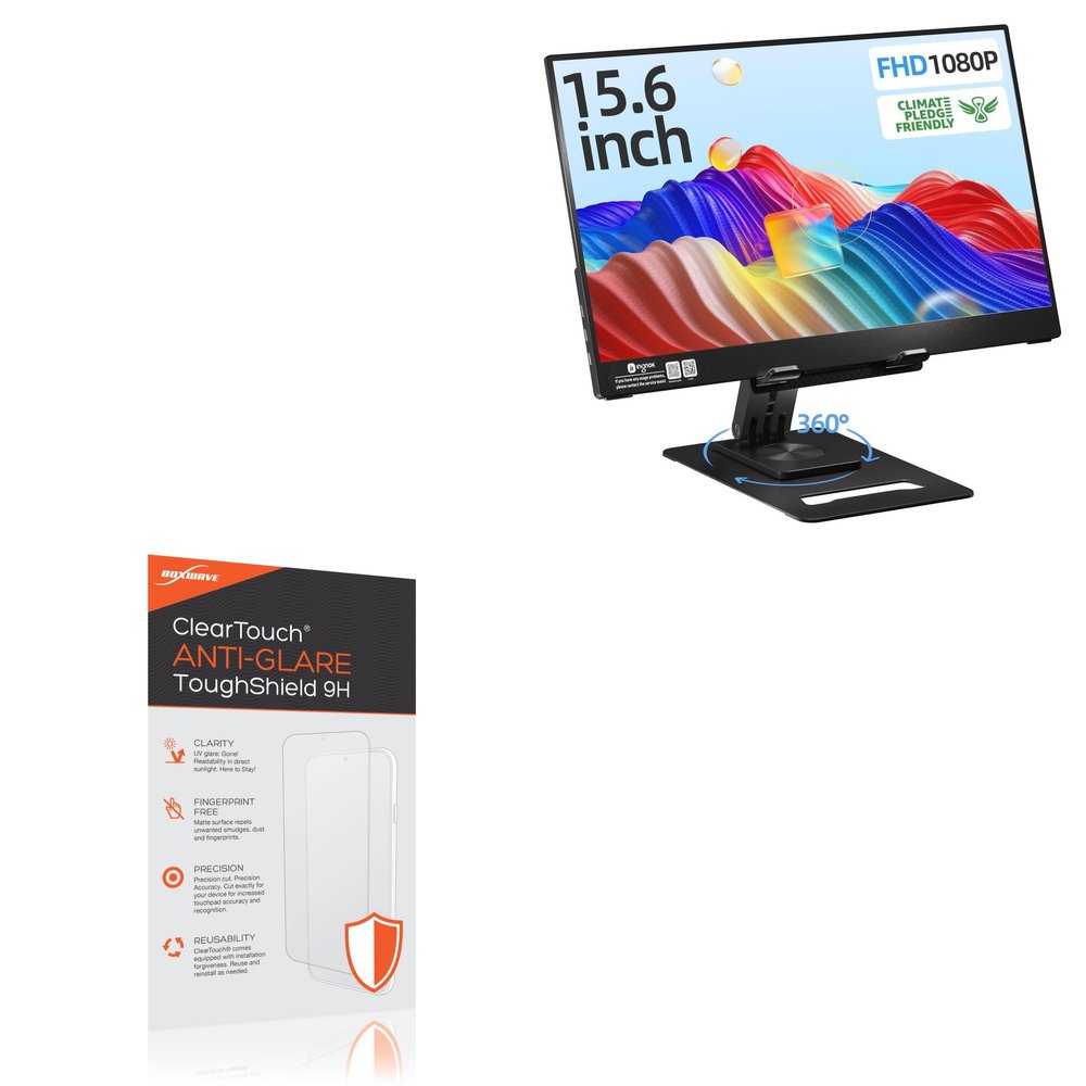 BoxWave Screen Protector Compatible with Ingnok FHD IPS Portable Monitor (15.6 in) - ClearTouch Anti-Glare ToughShield 9H (2-Pack), Anti-Glare 9H Tough Flexible Film Screen Protector